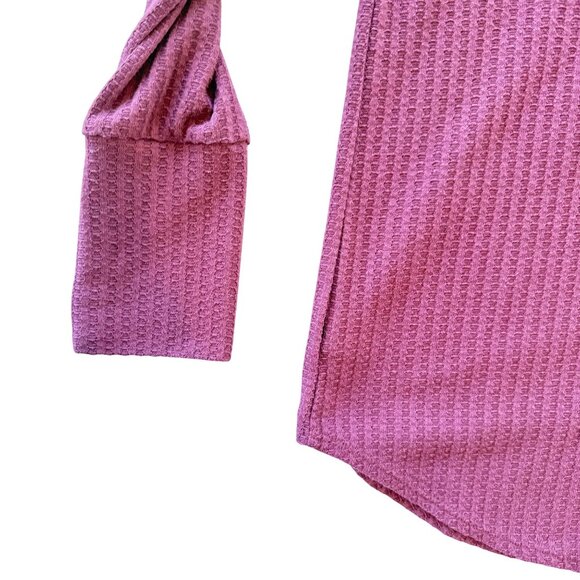 Chaser‎ Burgundy Waffle Knit Long Sleeve Top With Button Cuffs Women’s XL Casual - Picture 5 of 5